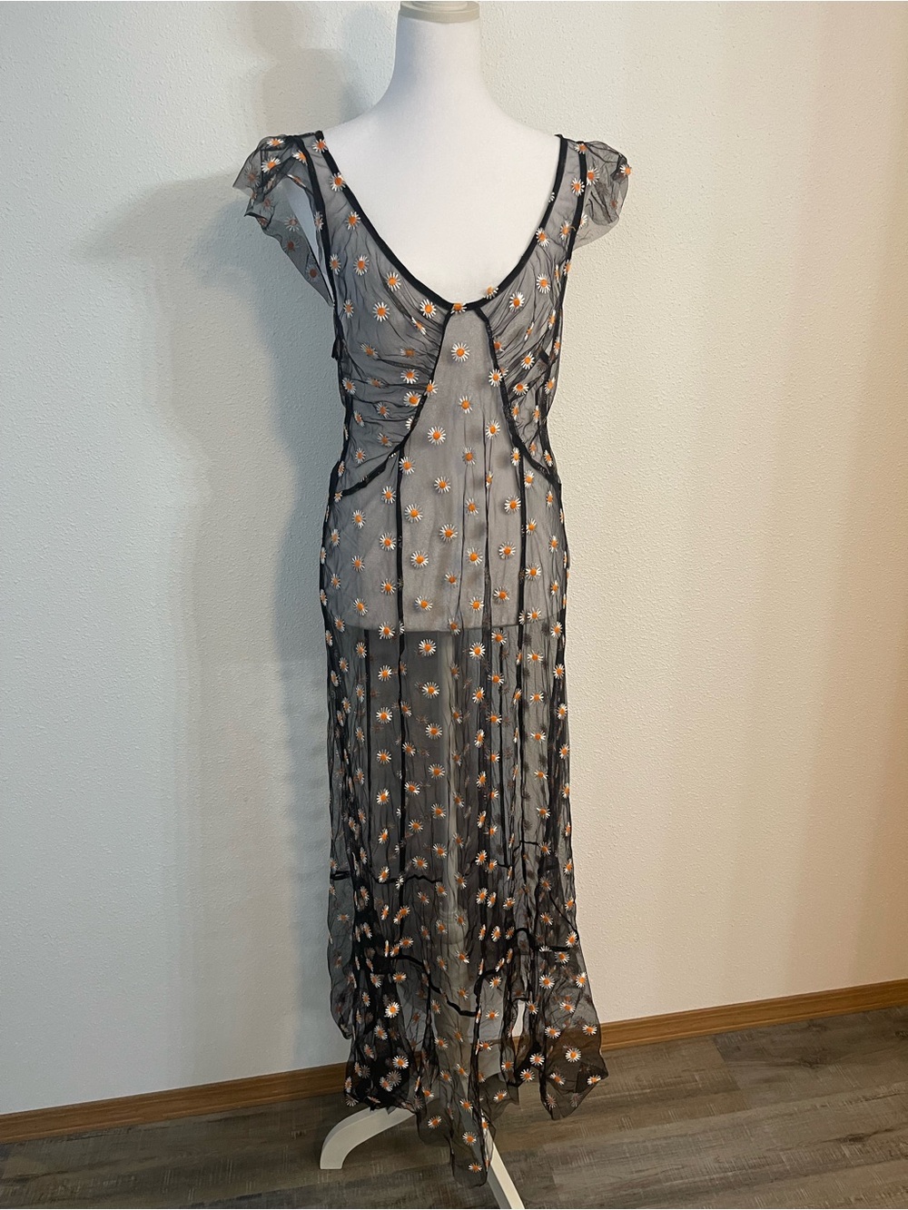 NWT Urban Outfitters Dahlia Sheer Embroidered Dress